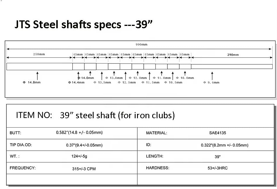 Multi-Size Steel Golf Club Shaft (44"/39"/37"/35")