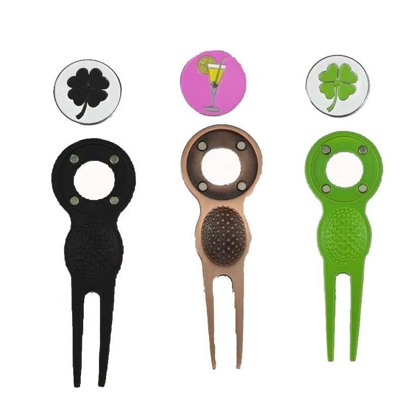OEM Custom High-Quality Special-Shaped Metal Golf Divot Tool with Magnetic Ball Marker